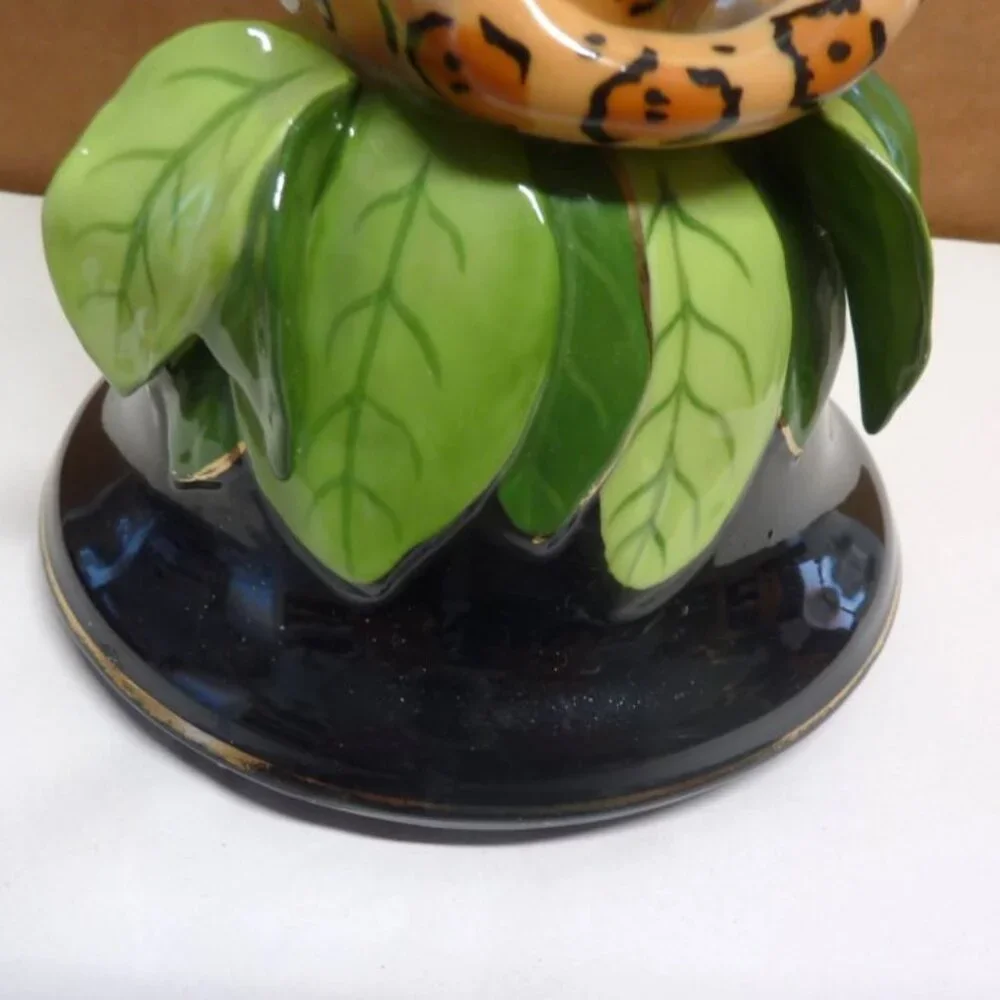 Lynn Chase JAGUAR JUNGLE Candlestick Candle Holder Vintage 1991 11.5” SIGNED - Picture 7 of 8